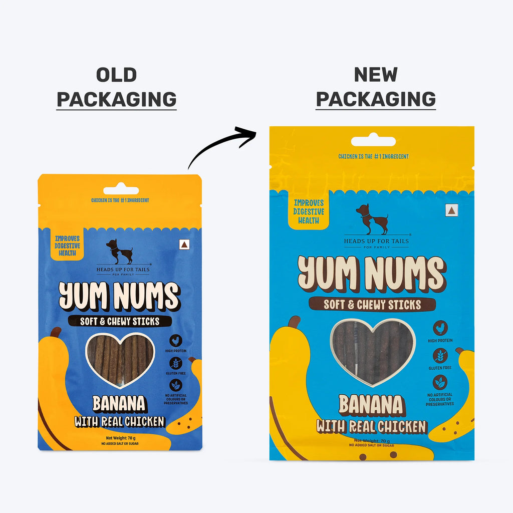 HUFT Yum Nums Soft & Chewy Sticks Banana with Real Chicken Treat For Dogs - 70 g
