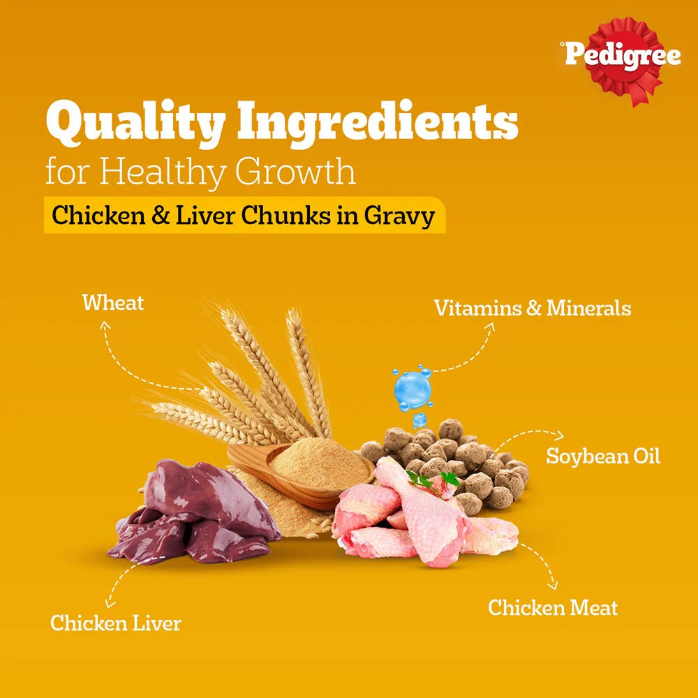 Pedigree Chicken & Liver Chunks in Gravy Wet Puppy Food - 70 g