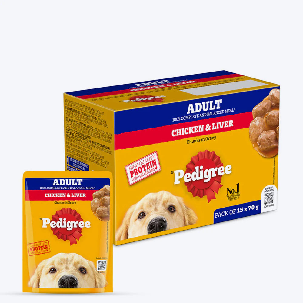 Pedigree Chicken & Liver Chunks in Gravy Adult Wet Dog Food - 70 g