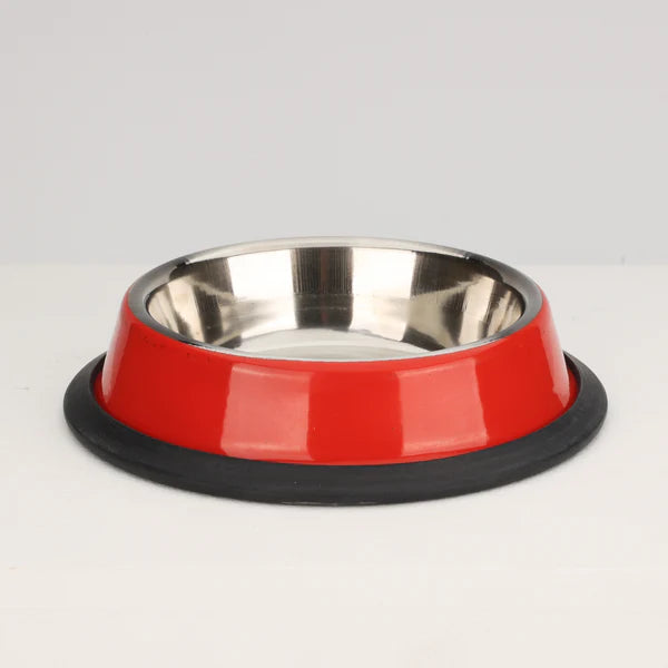 Anti Skid Glossy Bowl for Dogs and Cats (Red) - Large