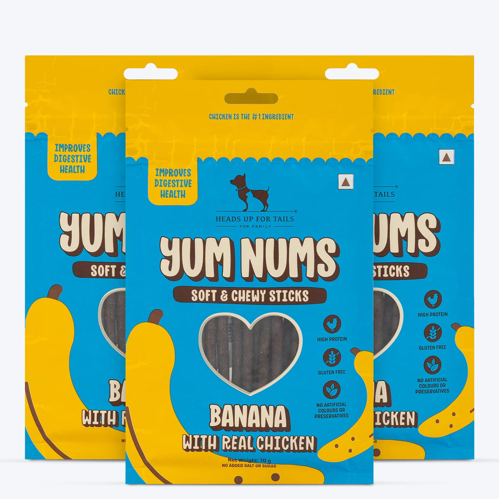 HUFT Yum Nums Soft & Chewy Sticks Banana with Real Chicken Treat For Dogs - 70 g