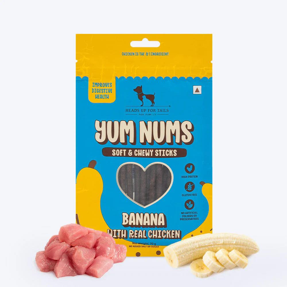 HUFT Yum Nums Soft & Chewy Sticks Banana with Real Chicken Treat For Dogs - 70 g