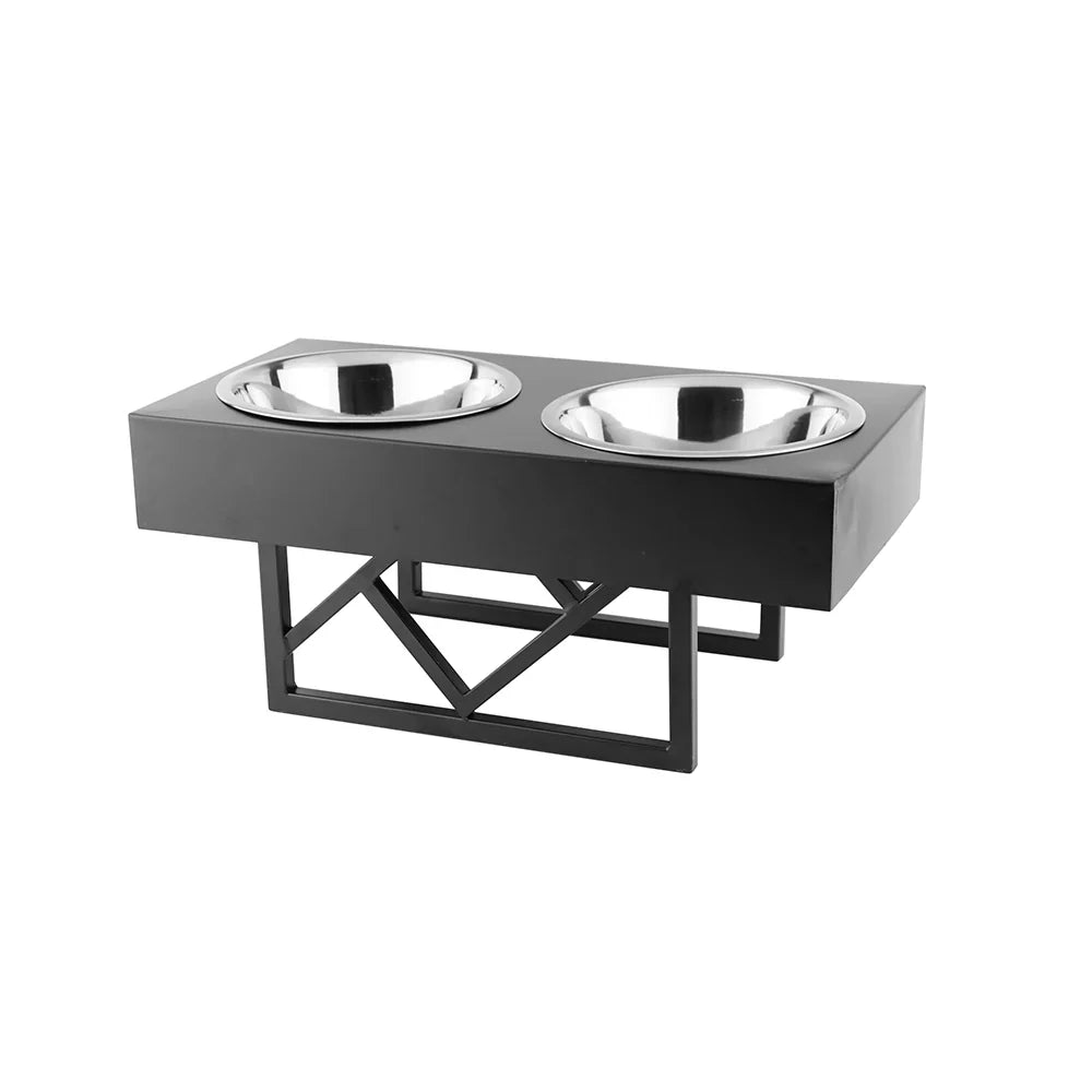 Premium Metal Elevated Adjustable Diner for Dogs (Black)