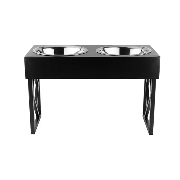 Premium Metal Elevated Adjustable Diner for Dogs (Black)